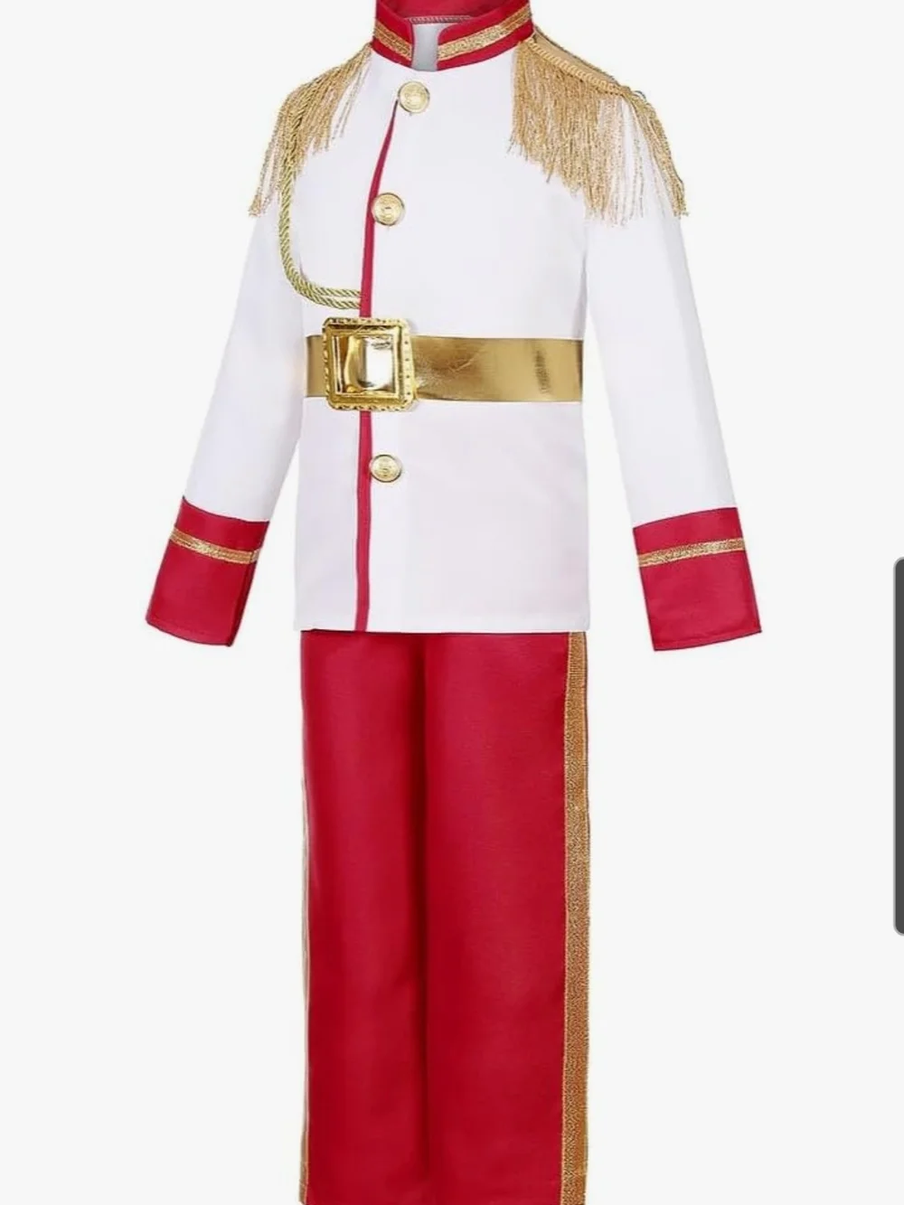 Kids Royal Prince Costume in White, Red and Gold 7-8 Years Old